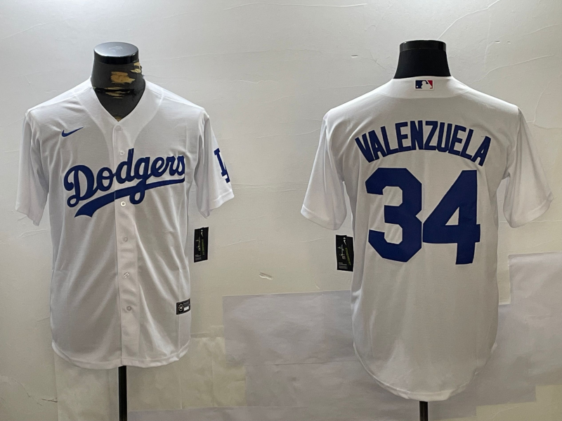 Men's Los Angeles Dodgers Fernando Valenzuela #34 White Baseball Jersey